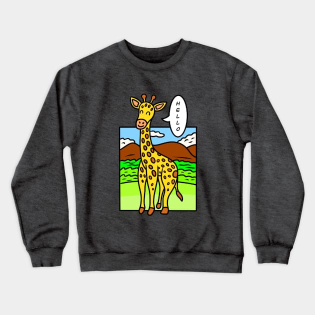 Funny cartoon giraffe Crewneck Sweatshirt by Andrew Hau